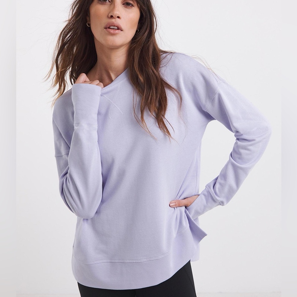 Sweaty Betty After Class Longline Sweatshirt Size XL Purple